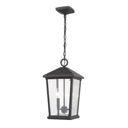 Z-Lite Beacon 2 Light Outdoor Chain Mount Ceiling Fixture, Oil Rubbed Bronze & Clear Beveled 568CHB-ORB